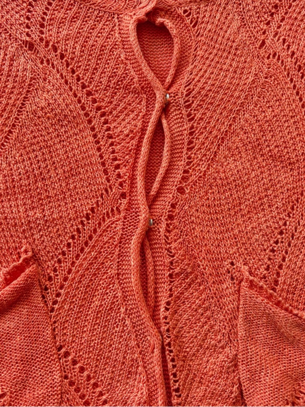 Cotélac Women's Open-Knit Rust Orange Buttonless Cardigan - Picture 4 of 7
